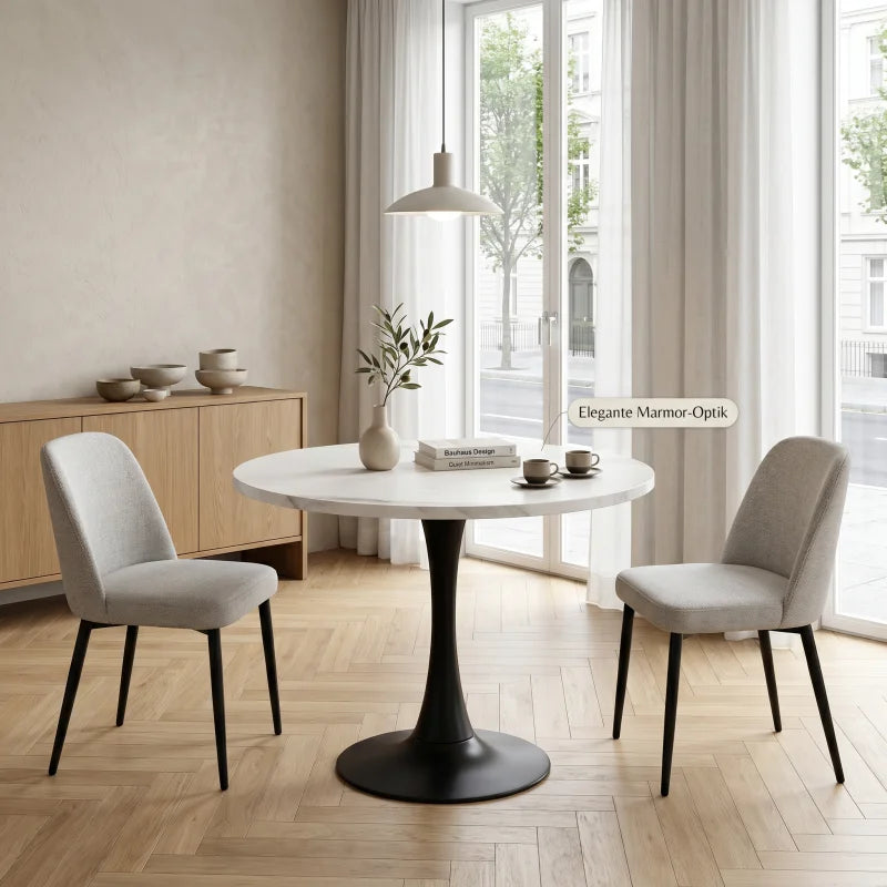 Rundt spisebord i marmoreret sten — Bo Studio