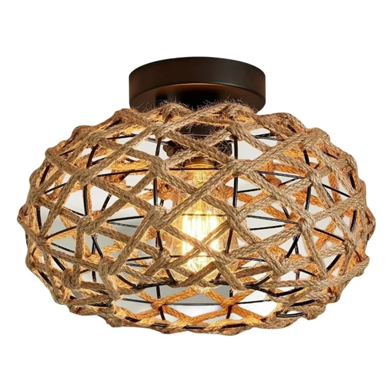 Loftlampe i håndflettet naturfiber — Bo Studio